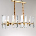 Long Fine Brass 8 Light Crystal Chandelier