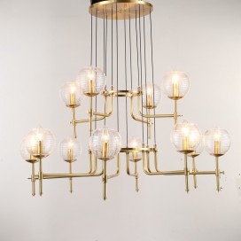 Fine Brass 12 (8+4) Light Two Tiers Chandelier