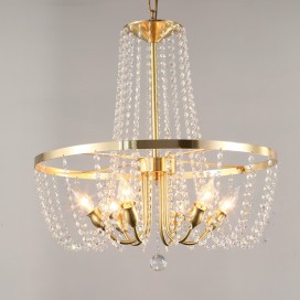 Fine Brass 6 Light Crystal Round Chandelier