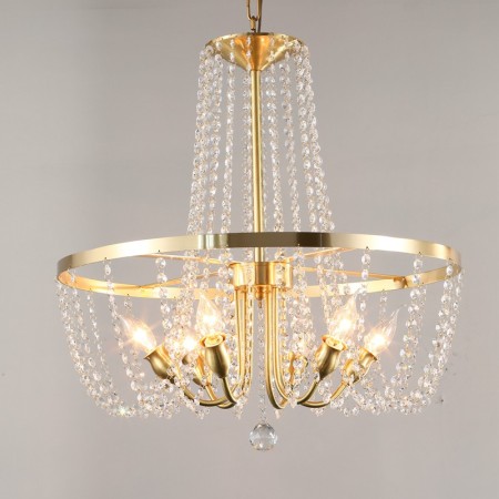 Fine Brass 6 Light Crystal Chandelier