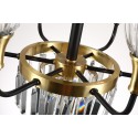 Fine Brass 7 (6+1) Light Crystal Chandelier with Glass Shades