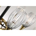 Fine Brass 7 (6+1) Light Crystal Chandelier with Glass Shades