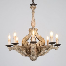 8 Light Vintage Retro Wooden Chandelier