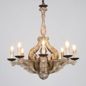 8 Light Vintage Retro Wooden Chandelier