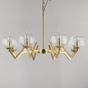 Fine Brass 8 Light Chandelier with Glass Shades