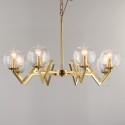 Fine Brass 8 Light Chandelier with Glass Shades