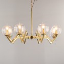 Fine Brass 8 Light Chandelier with Glass Shades