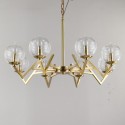 Fine Brass 8 Light Chandelier with Glass Shades