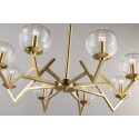 Fine Brass 8 Light Chandelier with Glass Shades