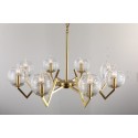 Fine Brass 8 Light Chandelier with Glass Shades