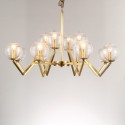 Fine Brass 12 Light Chandelier with Ball Glass Shades