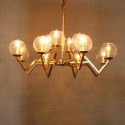 Fine Brass 12 Light Chandelier with Ball Glass Shades