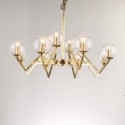 Fine Brass 12 Light Chandelier with Ball Glass Shades