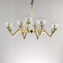 Fine Brass 12 Light Chandelier with Ball Glass Shades