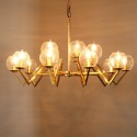 Fine Brass 15 Light Chandelier with Glass Shades