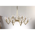 Fine Brass 15 Light Chandelier with Glass Shades