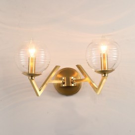 Fine Brass 2 Light Wall Sconce with Glass Shades