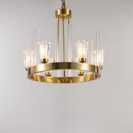 Fine Brass 6 Light Crystal Chandelier