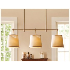 Country Retro 3 Light Copper Chandelier with Fabric Shade