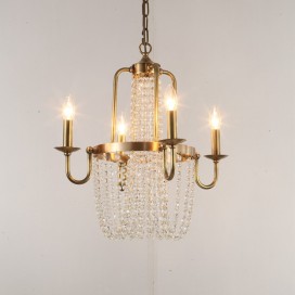 Fine Brass 4 Light Crystal Chandelier