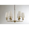 Fine Brass 6 Light Chandelier with Fabric Shades