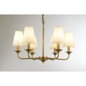 Fine Brass 6 Light Chandelier with Fabric Shades