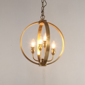 Globe Fine Brass 4 Light Chandelier