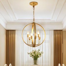 Globe Fine Brass 6 Light Chandelier