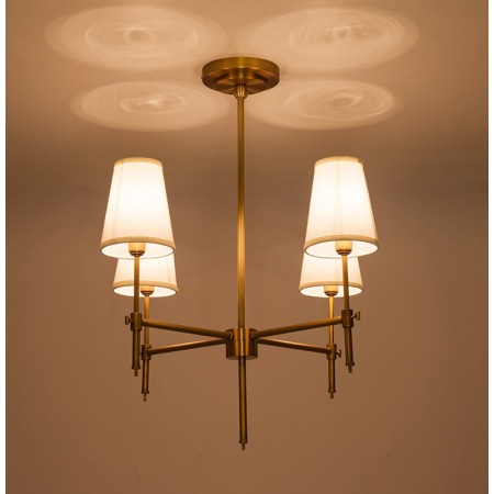 Fine Brass 4 Light Chandelier with Fabric Shades