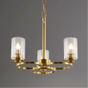 Fine Brass 3 Light Chandelier with Glass Shades