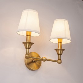 Fine Brass 2 Light Wall Sconce with Fabric Shades