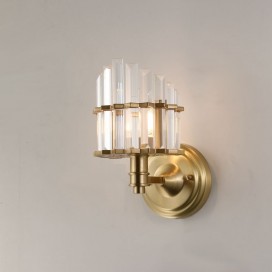 Fine Brass 1 Light Wall Sconce with Crystal Shade