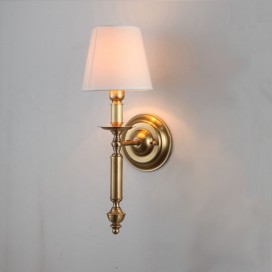 Fine Brass 1 Light Wall Sconce with Fabric Shade