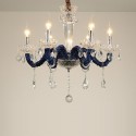 6 Light Blue Candle Style Crystal Chandelier