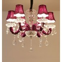 6 Light Purple Candle Style Crystal Chandelier