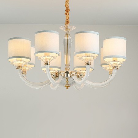 8 Light Gold Silver Clear Candle Style Crystal Chandelier