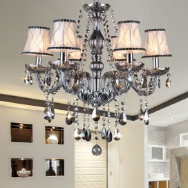 6 Light Retro Gray Candle Style Crystal Chandelier