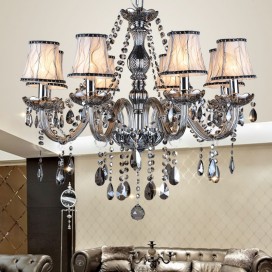 8 Light Retro Gray Candle Style Crystal Chandelier