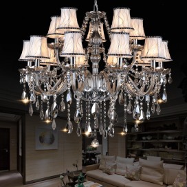 15 Light (10+5) 2 Tiers Retro Gray Candle Style Crystal Chandelier