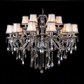 18 Light (12+6) 2 Tiers Retro Gray Candle Style Crystal Chandelier
