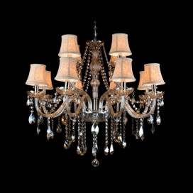 12 Light (8+4) 2 Tiers Cognac Colour Candle Style Crystal Chandelier