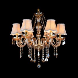 6 Light Amber Candle Style Crystal Chandelier