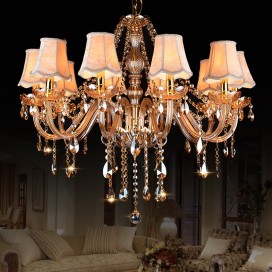 10 Light Amber Candle Style Crystal Chandelier
