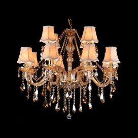 12 Light (8+4) 2 Tiers Amber Candle Style Crystal Chandelier