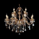 12 Light (8+4) 2 Tiers Amber Candle Style Crystal Chandelier