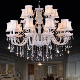 15 Light (10+5) 2 Tiers White Candle Style Crystal Chandelier