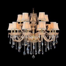 15 Light (10+5) 2 Tiers Gold Luxurious Candle Style Crystal Chandelier