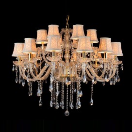 18 Light (12+6) 2 Tiers Gold Luxurious Candle Style Crystal Chandelier