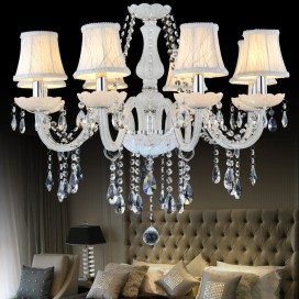 8 Light White Modern Candle Style Crystal Chandelier