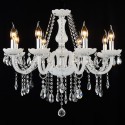 8 Light White Modern Candle Style Crystal Chandelier